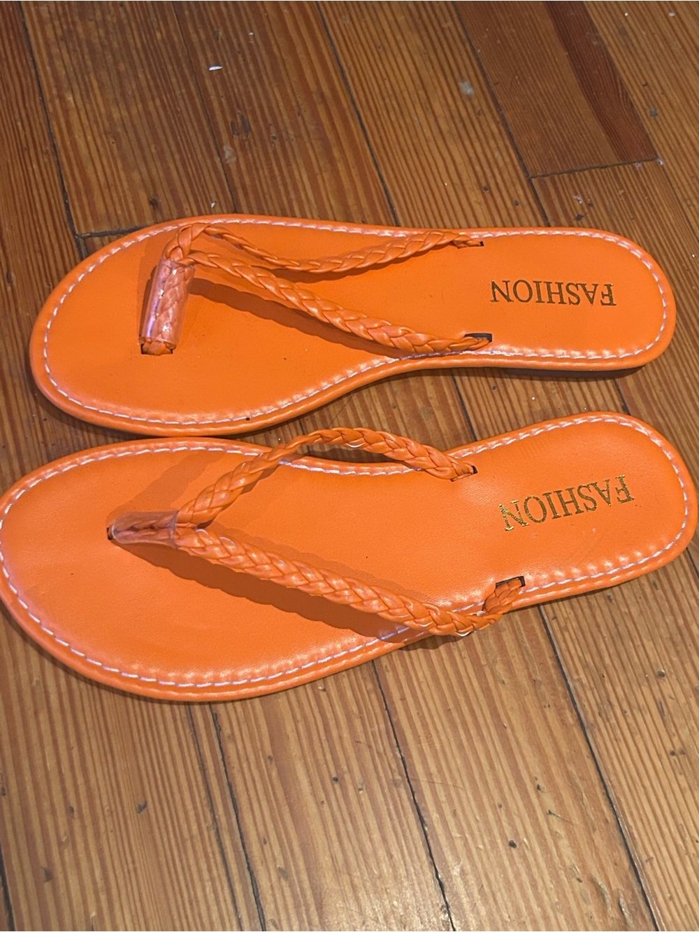 SHEIN Orange Braided Strap Women's Sandals